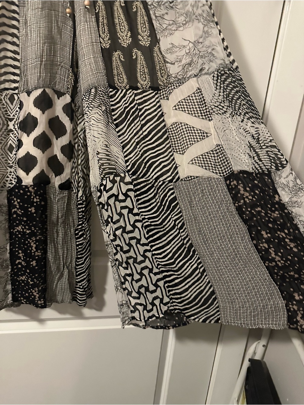 Bohemian Patchwork Pants - Black & Cream - Picture 3 of 4